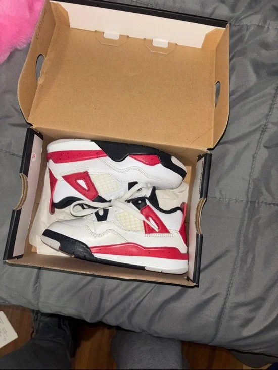 J4 Kids White and Red Athletic Sneakers - Classic Retro Style - Picture 6 of 7